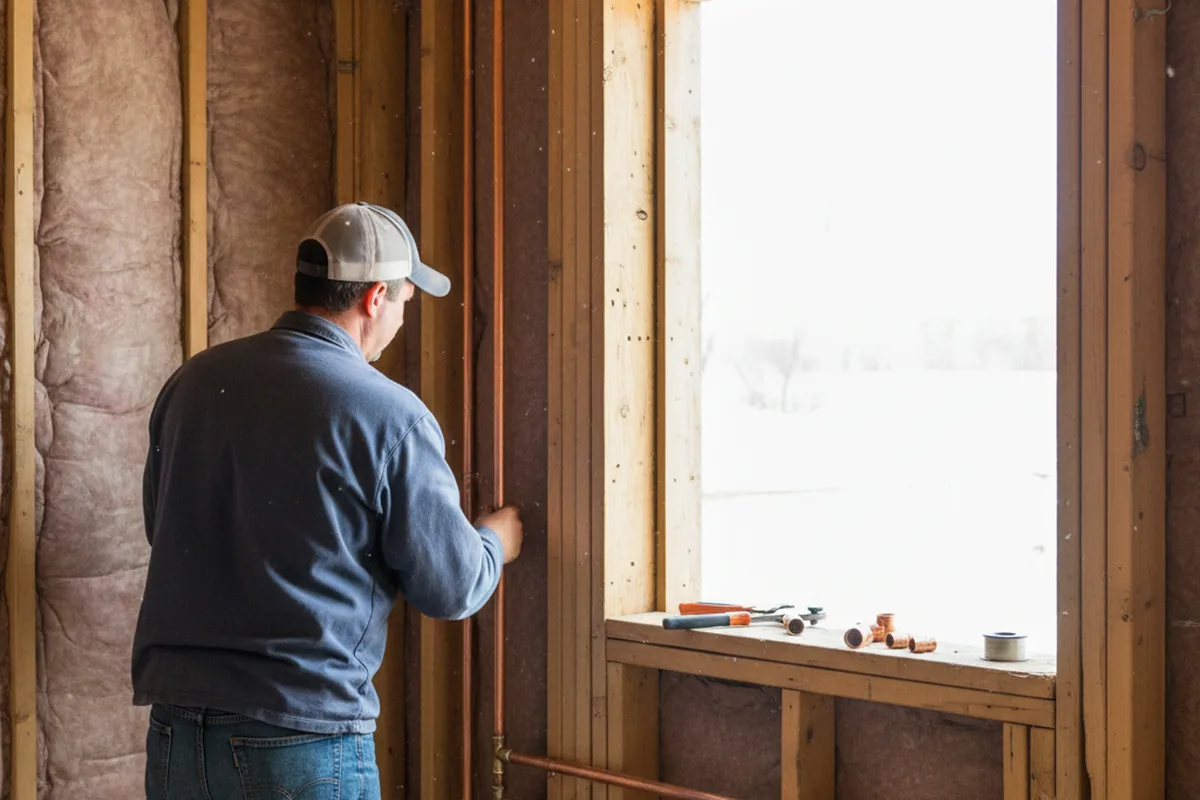 Licensed plumber running new copper supply lines in a Commerce City home
