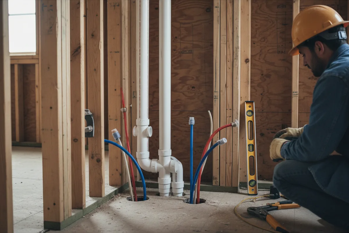 Drain and supply rough-in during Sump Pump Repair in Commerce City